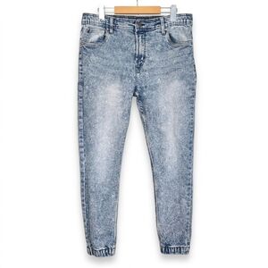 Zoo York Acid Wash Denim Joggers Blue Mens Size Large Stretch Retro Skater Jeans